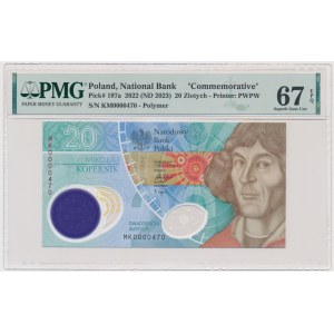 20 złotych 2023 - M. Kopernik - PMG 67 EPQ - niski numer