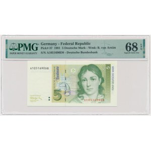 Germany, 5 Mark 1991 - PMG 68 EPQ