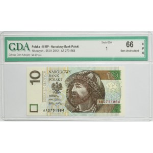 10 złotych 2012 - AA - GDA 66 EPQ