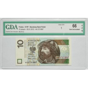 10 złotych 2012 - AA - GDA 66 EPQ