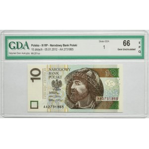 10 złotych 2012 - AA - GDA 66 EPQ