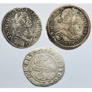 Lot, Austria, Ferdinand II and Leopold I, 3 Kreuzer (3 pcs.)