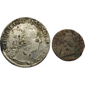Lot, Silesia, Prussia rule, Friedrich II and Friedrich Wilhelm III, 1 Kreuzer and 1/12 Thaler (2 pcs.)