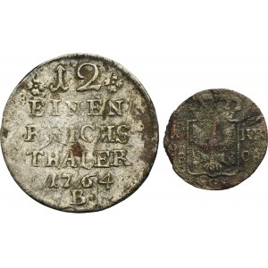 Lot, Silesia, Prussia rule, Friedrich II and Friedrich Wilhelm III, 1 Kreuzer and 1/12 Thaler (2 pcs.)