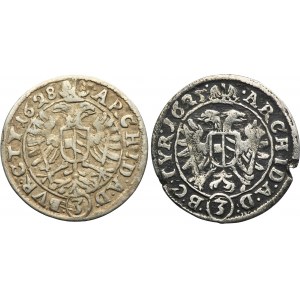 Lot, Austria, Ferdinand II, 3 Kreuzer Wien (2 pcs.)