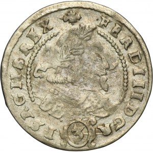 Silesia, Habsburg rule, Ferdinand III, 3 Kreuzer Glatz 1644 GW