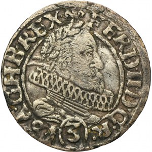 Silesia, Habsburg rule, Ferdinand II, 3 Kreuzer Breslau 1633 HZ