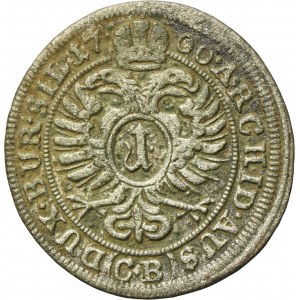 Silesia, Habsburg rule, Leopold I, 1 Kreuzer Brieg 1700 CB