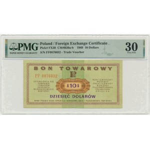 Pewex, 10 dolarów 1969 - FF - PMG 30