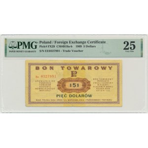 Pewex, 5 dolarów 1969 - Ee - PMG 20 - RZADSZY