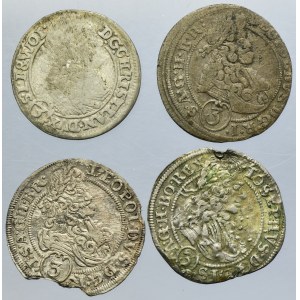 Lot, Silesia and Silesia Habsburg rule, 3 Kreuzer Brieg (4 pcs.)