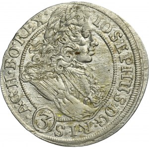 Silesia, Habsburg rule, Joseph I, 3 Kreuzer Brieg 1706 CB - UNLISTED