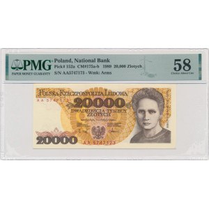 20.000 zl 1989 - AA - PMG 58 - RARE