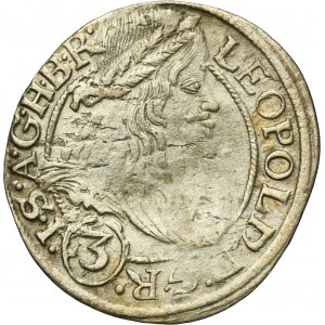 Silesia, Habsburg rule, Leopold I, 3 Kreuzer Breslau 1666 SHS