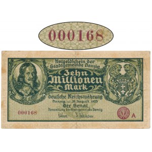 Danzig, 10 milion Mark 1923 - A 000168 - low serial number