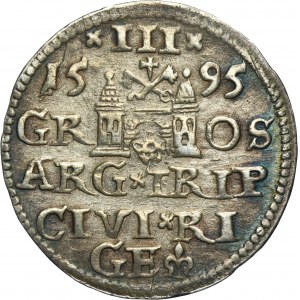 Sigismund III Vasa, 3 Groschen Riga 1595 - LI
