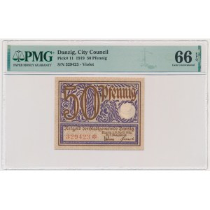 Danzig, 50 fenig 1919 - fialová - PMG 66 EPQ