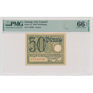 Danzig, 50 Pfennnig 1919 - green - PMG 66 EPQ