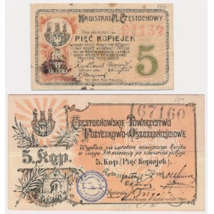 Zestaw, Częstochowa 5 kopiejek 1914-16 (2 szt.)
