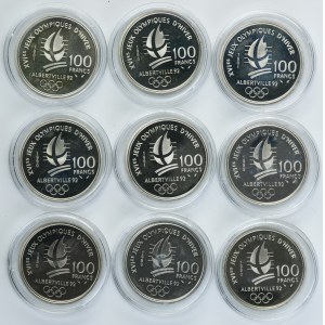 Lot, France, V Republic, 100 Francs 1989-1991 (9 pcs.)