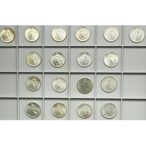 Lot, France, III Republic and V Republic, 2 Francs and 5 Francs (18 pcs.)