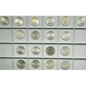 Lot, France, III Republic and V Republic, 2 Francs and 5 Francs (18 pcs.)