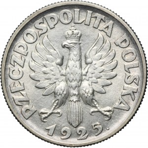 Kobieta i kłosy, 2 złote Londyn 1925 - kropka po dacie