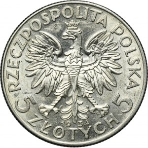 Głowa Kobiety, 5 złotych Warszawa 1934