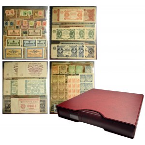 Group of Russian banknotes and stamps (ca. 139 pcs.)