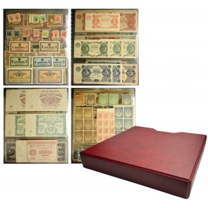 Group of Russian banknotes and stamps (ca. 139 pcs.)