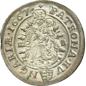 Hungary, Leopold I, 6 Kreuzer Kremnitz 1667 KB