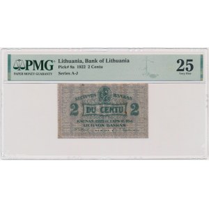 Litva, 2 centy 1922 - PMG 25