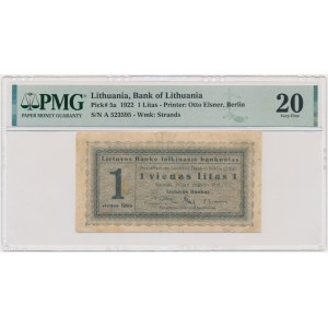 Lithuania, 1 Litas 1922 - PMG 20