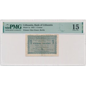Lituanie, 1 cent 1922 - PMG 15