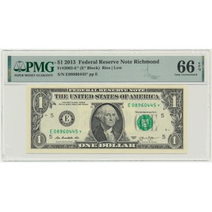 USA, Green Seal, 1 Dollar 2013 ★ - Rios & Lew - replacement - PMG 66 EPQ