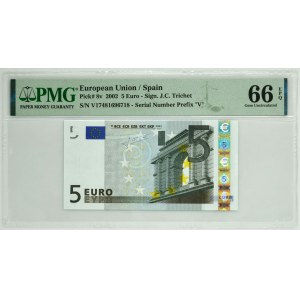 Spain, 5 Euro 2002 - PMG 66 EPQ
