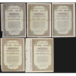 5% Długoterminowa Pożyczka Państwowa 1920, zestaw nominałowy obligacji