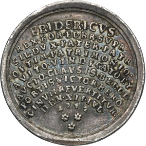 Silesia, Prussian rule, Friedrich II, Medal king's return from Silesia to Berlin 1742 - EXTREMELY RARE