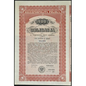 3% State Land Pension 1933 series I, bond of 100 zlotys