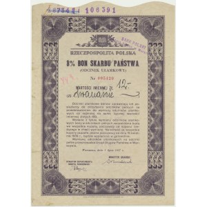 3% Bon Skarbu Państwa 1937 - odcinek ułamkowy