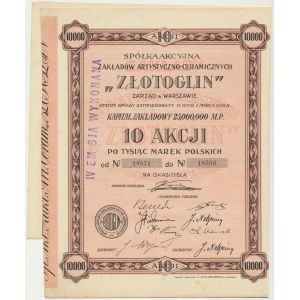 Spółka Akcyjna Zakładów Artystyczno-Ceramicznych Złotoglin, 10 x 1.000 mkp