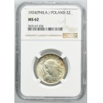 Kobieta i kłosy, 2 złote Filadelfia 1924 - ODWROTKA - NGC MS62