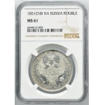 Russia, Nicholas I, Rubel Petersburg 1851 СПБ ПА - NGC MS61