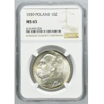 Piłsudski, 10 złotych 1939 - NGC MS65