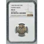 20 groszy 1949 Miedzionikiel - NGC MS64