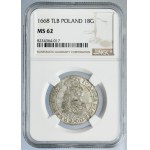 John II Casimir, 1/4 Thaler Bromberg 1668 TLB - NGC MS62