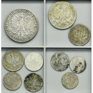 Satz, Polen, das Königreich Polen und die Zweite Republik, 5 Groszy, 10 Groszy, 2 Zlotys, 5 Zlotys und 10 Zlotys (10 Stück).