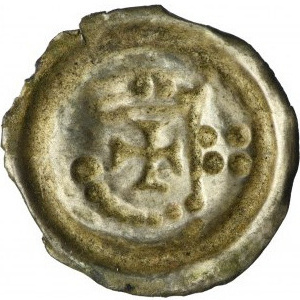 Teutonic Order, Bracteate - Arm with a pennant - RARE, four pellets