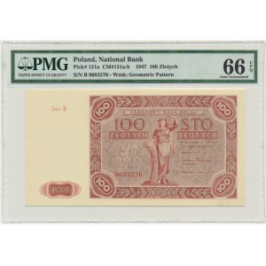 100 złotych 1947 - B - PMG 66 EPQ - rzadka seria