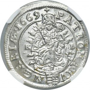 Hungary, Leopold I, 6 Kreuzer Kremnitz 1669 KB - NGC MS66